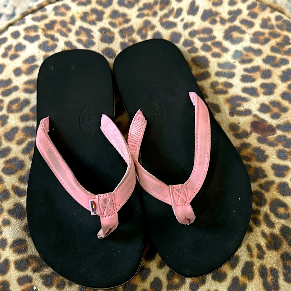 🎀Girls Rainbow Brand Pink Flip Flops- Size 2🎀